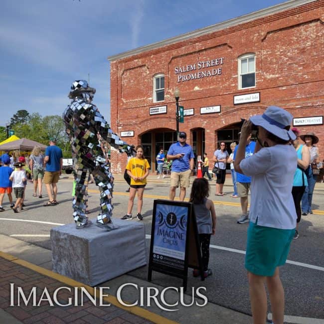 Mirror Man, Living Statue, Street Fair, Apex Peakfest, Imagine Circus, Performer, Ben