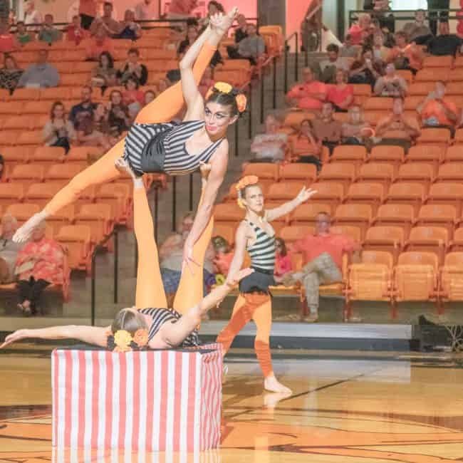 Acrobats, Imagine Circus, Campbell University, Kaci, Katie, Callie, Photo by Slater Mapp