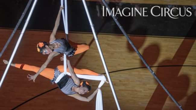 Aerial Dance Duo Silks, Imagine Circus, Campbell University, Kaci, Liz, Photo by Slater Mapp