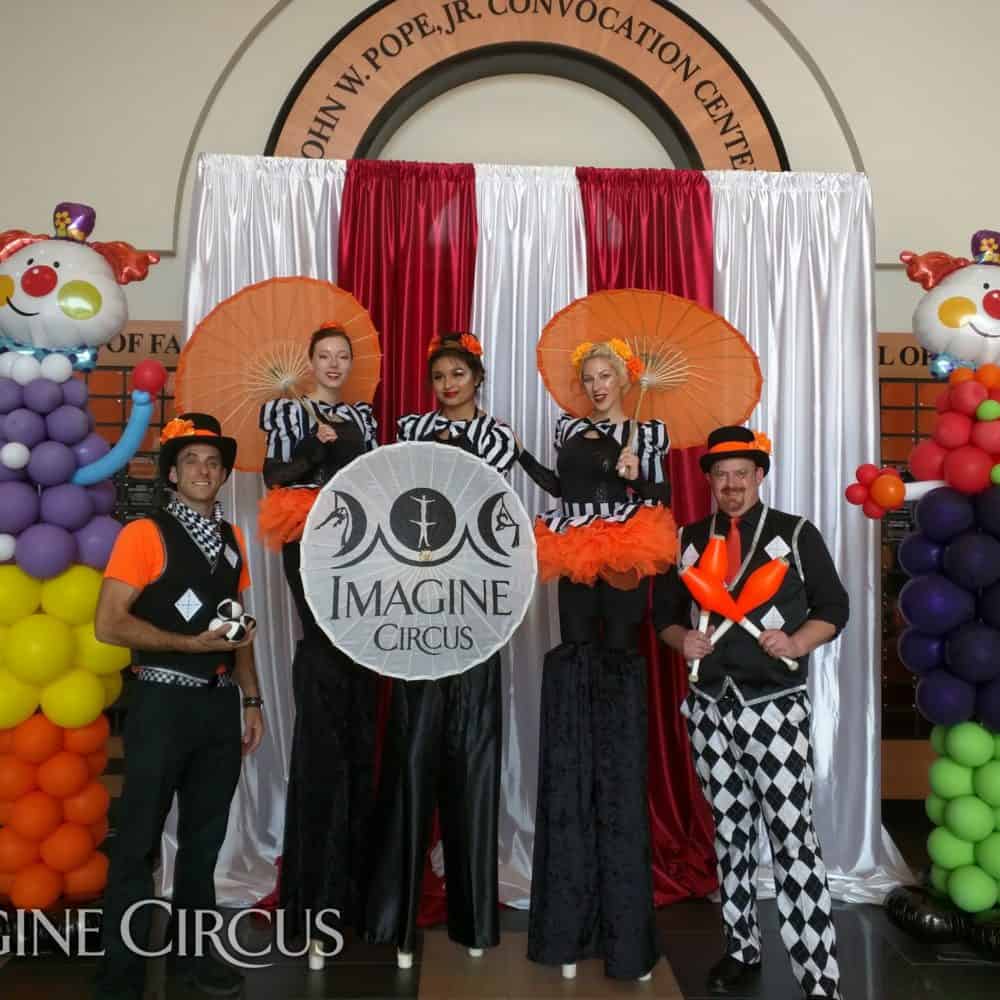 Circus Show, Stilt Walkers, Jugglers, Campbell University, Imagine Circus, Performers, Kyle, Adrenaline, Steph, Ken, Mari