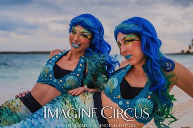 Mermaids, Beach Mermaids, Aerial Dancers, Imagine Circus, Performers, Liz, Kaci, Photo by Finding Future