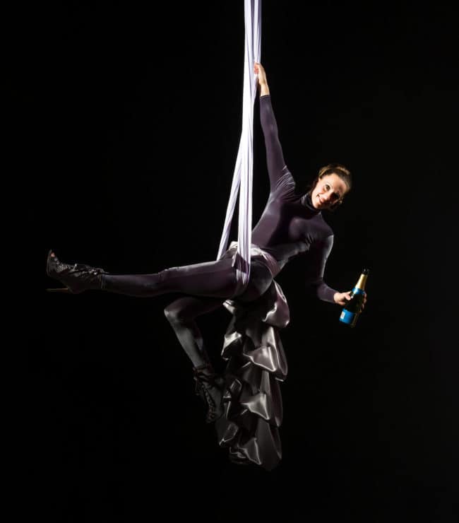 Aerial Bartender, Aerial Silks, Imagine Circus, Performer, Katie, Photo by Brooke Meyer