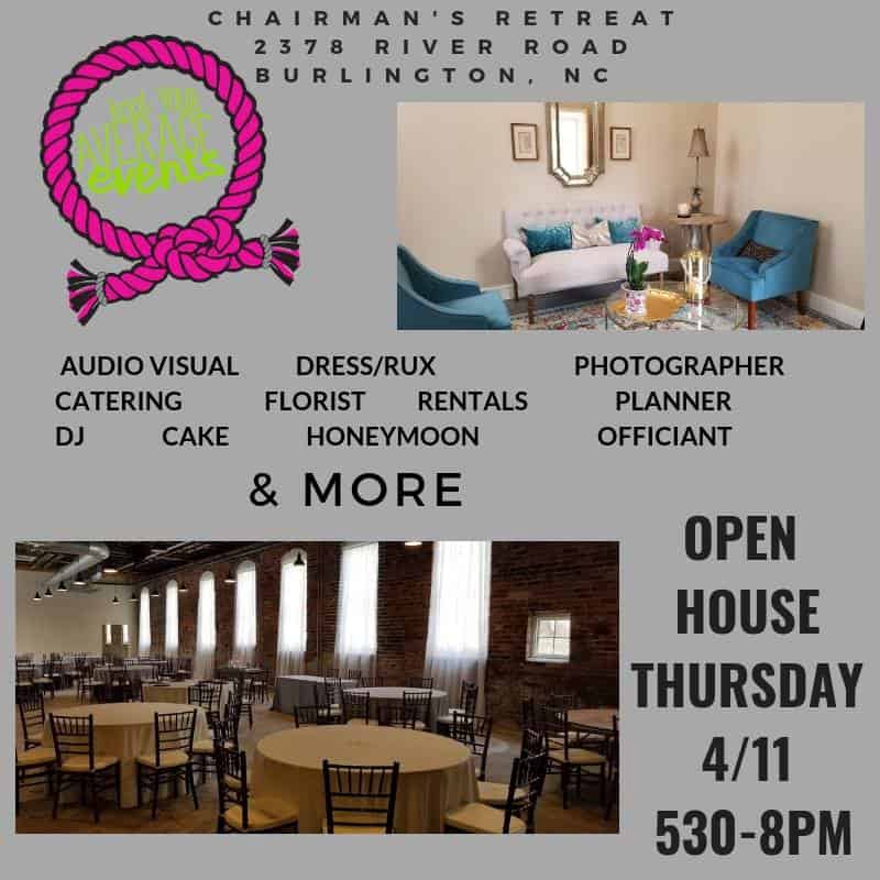 Knot Your Average Events Presents “Open House & Vendor Showcase”: Burlington, NC
