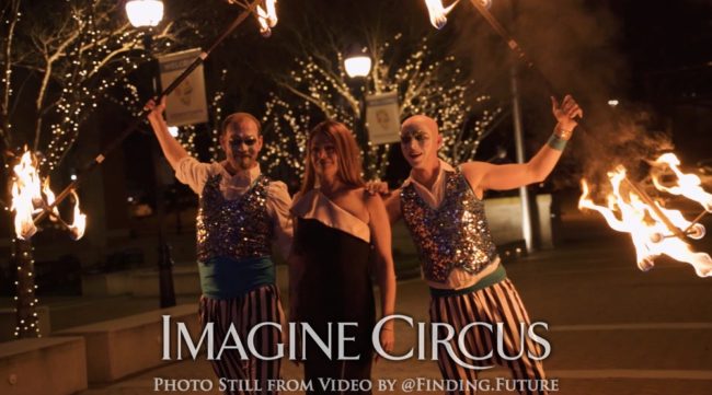 Fire Performers, Dragon Staff, Teal, Gold, Cirque, Imagine Circus, Adam, Jon, Oddball Gala, Photo Still from Video by Finding Future