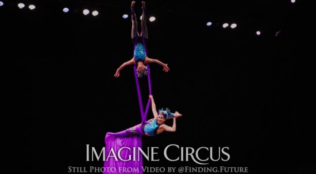 Partner Silks Aerial Duo, Kaci, Liz, Stage Show, DPAC Durham, Imagine Circus, Still from Video by Finding Future