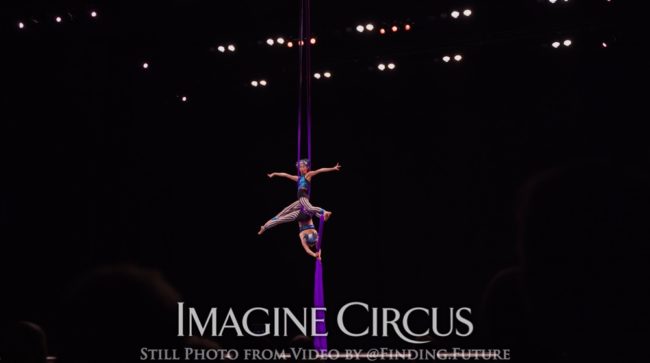Partner Silks Aerial Duo, Kaci, Liz, Stage Show, DPAC Durham, Imagine Circus, Still from Video by Finding Future