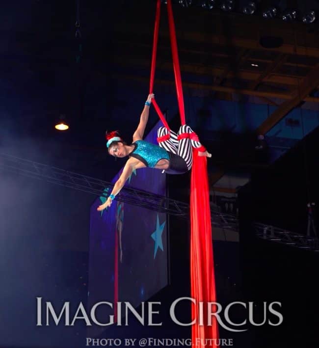 Aerialist, Aerial Silks, Liz Bliss, Cirque Celebration, Stage Show, Imagine Circus Performer, Photo by Finding Future