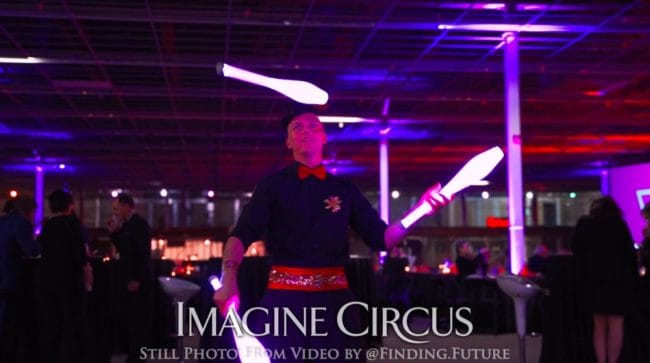 Adam, LED Juggler, VAE Gala Raleigh, Imagine Circus, Still from Video by Finding Future