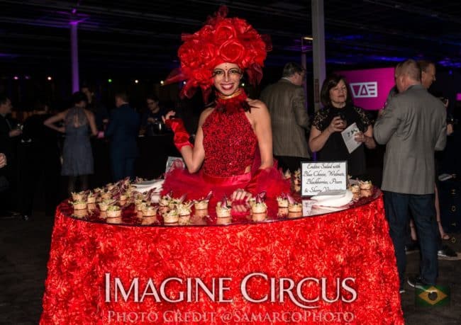 Kaci, Red Rose Strolling Food Table, VAE Gala, Imagine Circus, Photo by Gus Samarco