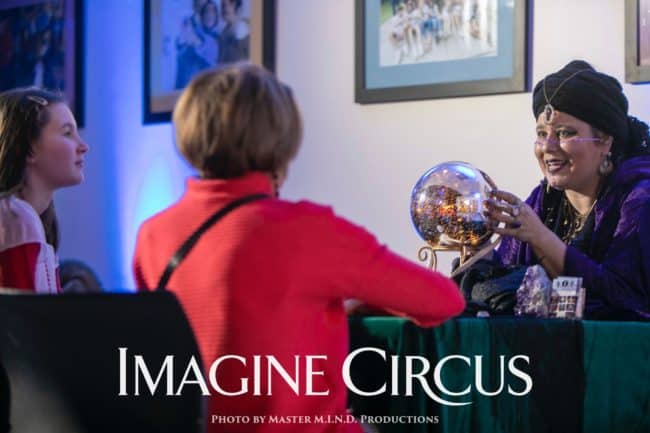 Fortune Teller with Crystal Ball, Tarot Card, Madame Z, Unique Party Entertainment, Imagine Circus Photo by Ken Branson MasterM.I.N.D Productions