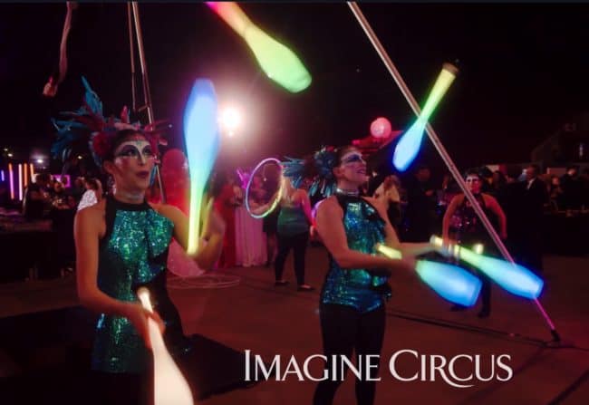 Jugglers with LED Clubs, Kaci and Katie, VAE Gala Event, Cirque Entertainment, Imagine Circus