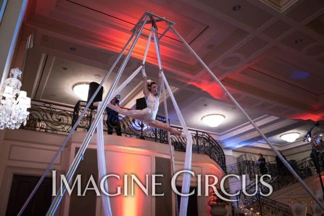 Kaci, Aerial Silks Dancer, Wedding Entertainment, Prestonwood Country Club Cary NC, Imagine Circus