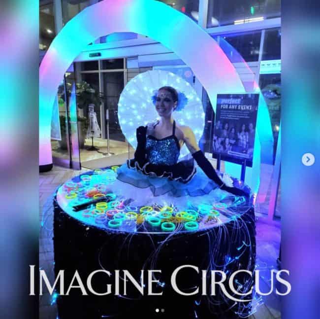 LED Strolling Table, Futuristic Lights, Brittney I, Imagine Circus Performer