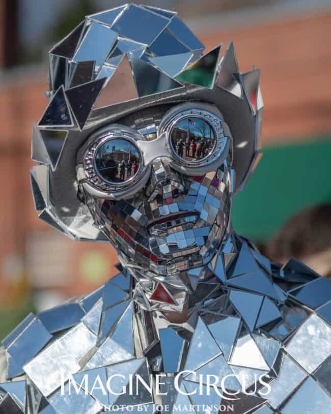 Mirror Man, Wake Forest Mardi Gras, Imagine Circus Entertainment, Photo by Joe Martinson