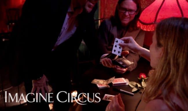 Roving Magician, Parlor Magic Show, Card Tricks, Roman, Upscale Event Entertainment, Imagine Circus