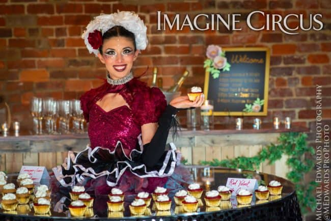 Strolling Table, Wedding Cake Cupcake Service, Kaci, Imagine Circus, Michael Edwards Photography @MEdwardsProPhoto