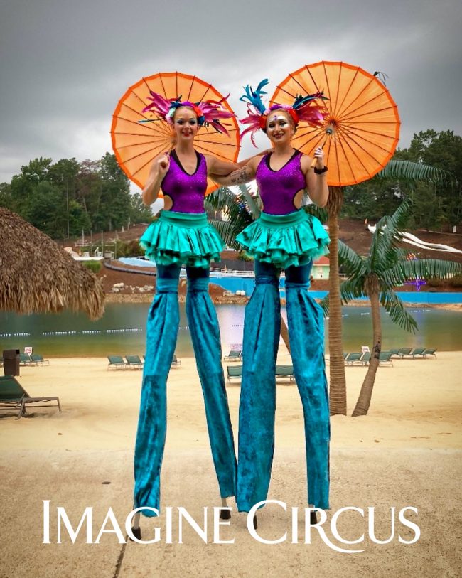 Stilt Walkers, Sarah Nova, Beach Bash Summer Fun Margaritaville, Imagine Circus Entertainment