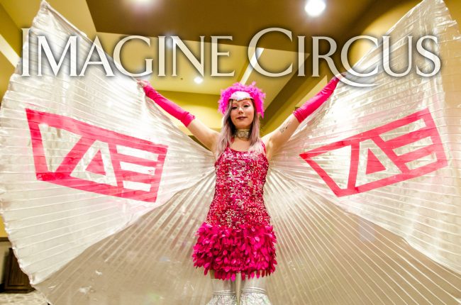 Stilt Walking Entertainment, Winged Dancer, VAE Gala, Company Branding & Logos, Imagine Circus, Rachel Barbec Photography