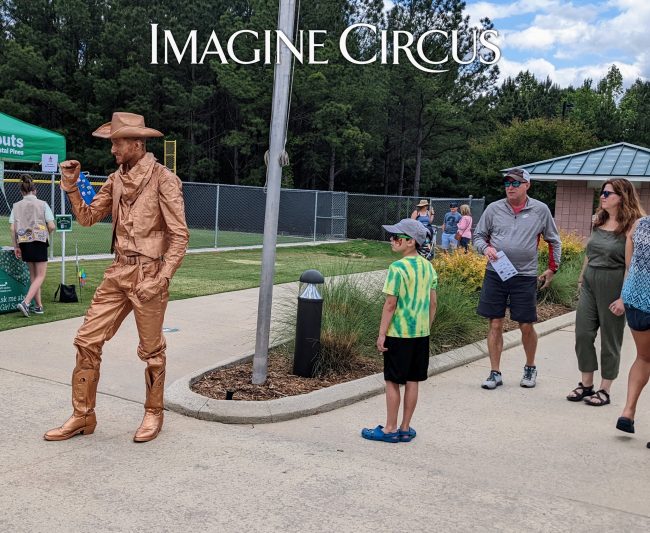 Bronze Statue, Cowboy Living Statue, Imagine Circus, Performer