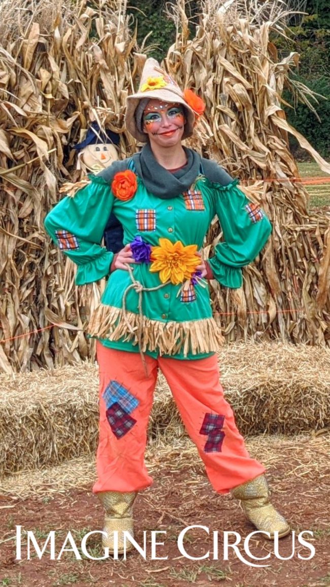 Scarecrow Character, Kaci, Fall Festival Entertainment, Imagine Circus