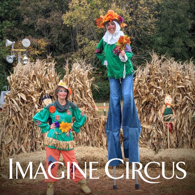Stilt Walker, Scarecrow Characters, Kaci Liz, Fall Festival Entertainment, Imagine Circus