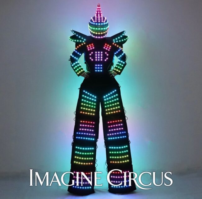 LED Robot, Imagine Circus, Stilt Walker, Performer