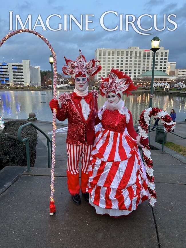 Candy Cane King, Peppermint Queen, Holiday Character, Imagine Circus