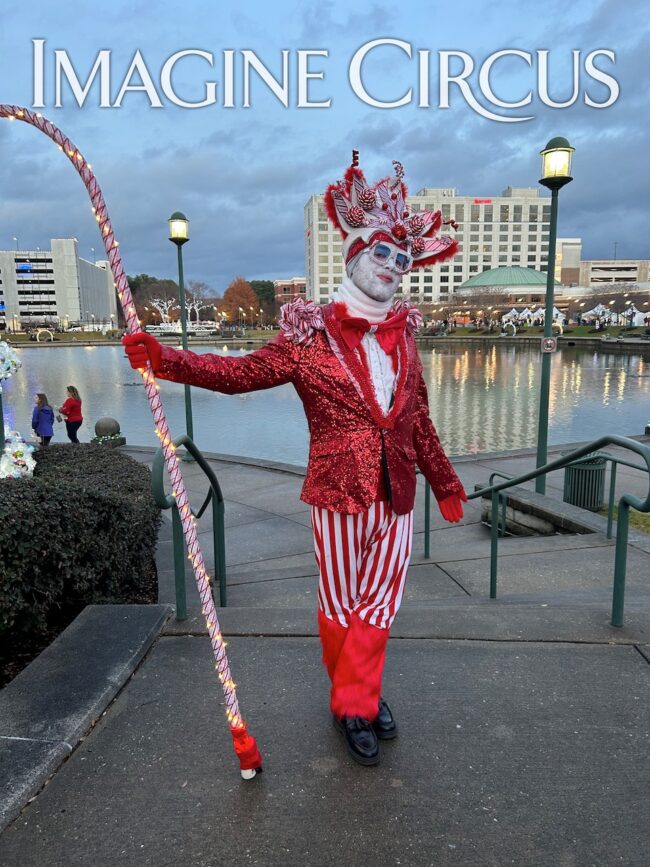 Candy Cane King, Roving Holiday Character, Imagine Circus