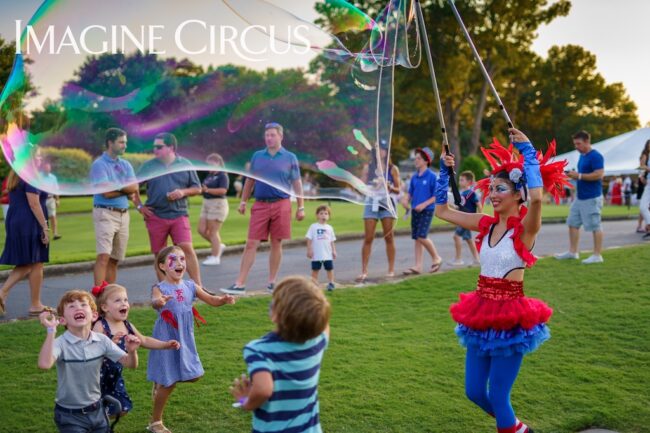 Giant Bubble Artist, Kaci, July 4 Raleigh, Imagine Circus Entertainment, photo by JLewis Media