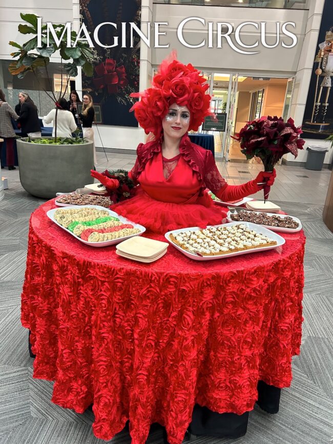 Imagine Circus Strolling Human Table, Red Rose