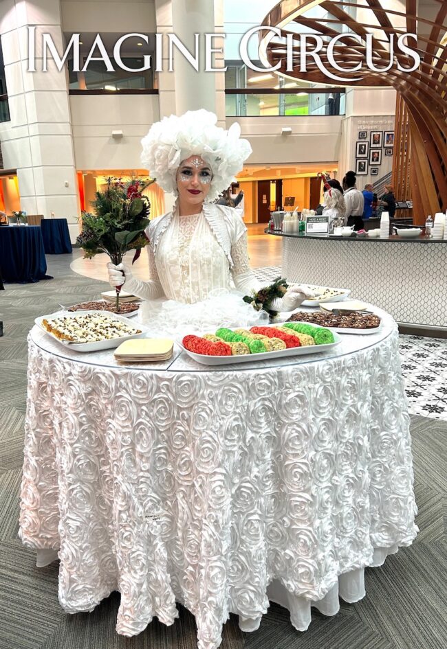 Imagine Circus Strolling Human Table, White Rose