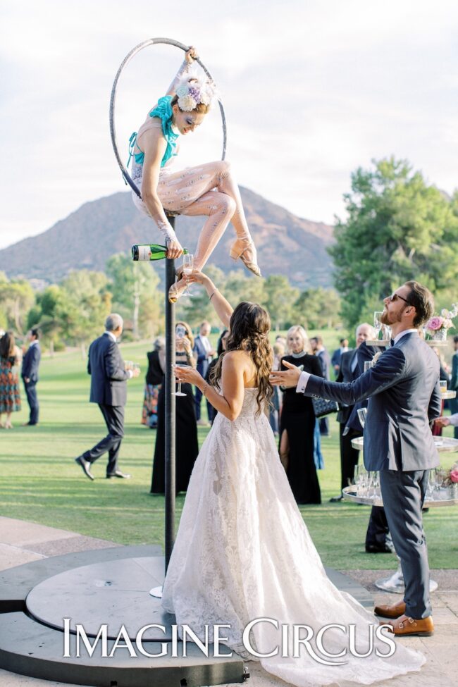 Wedding, Aerial Bartender, Champagne, Imagine Circus Performer