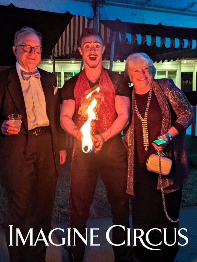 Fire Performer with Guests, Rocco, Red Big Top Look, NYE Costume, Imagine Circus