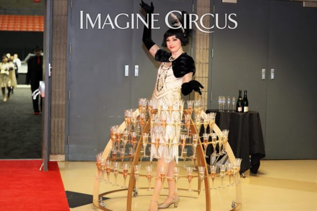 Great Gatsby, Roaring 20s, Imagine Circus Performers, Champagne Dress, Photos by Sophie Hanson with The NewsLink Group