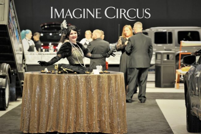 Great Gatsby, Roaring 20s, Imagine Circus Performers, Strolling Table, Photos by Sophie Hanson with The NewsLink Group