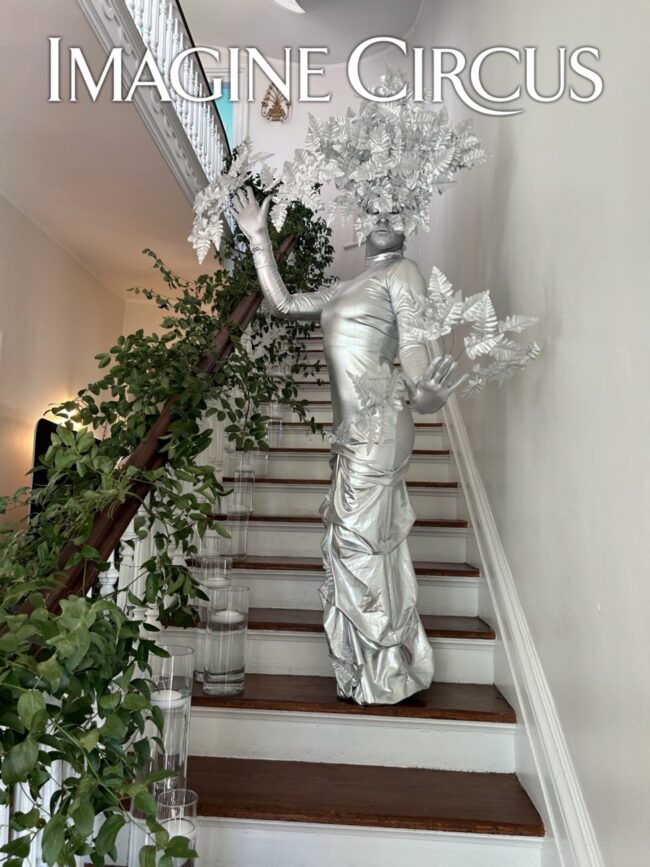 Living Statue, Silver Topiary, Imagine Circus, Performers, Human Statue