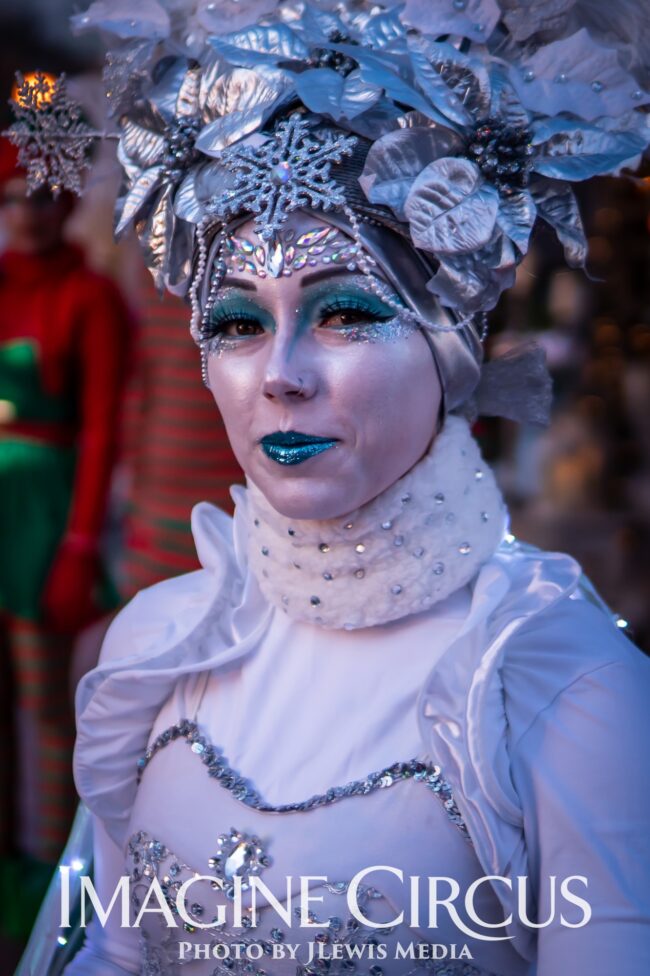 Snow Queen, Winter Holiday Character, Strolling Entertainment, Steph, Imagine Circus Performers, Photo by JLewis Media