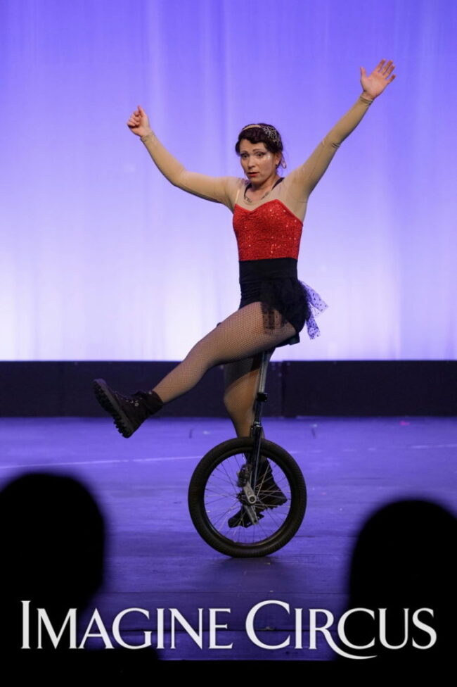 Unicycle, Lucy, Imagine Circus, Stage Show, Photo by Zach Thomas with Monarch Studios and Flagler College