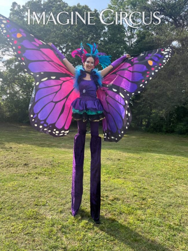 Imagine Circus Butterfly, Pink and Purple, Winged Dancer, Stilt Walker3