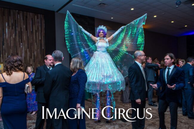 Imagine Circus Performers, Winged Dancer,Stilt Walker, LED Wings, Fairy