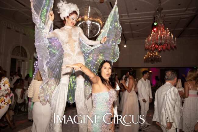 Imagine Circus Performers, Winged Dancers, White Party, Party Activators, Kacie Jean Photography