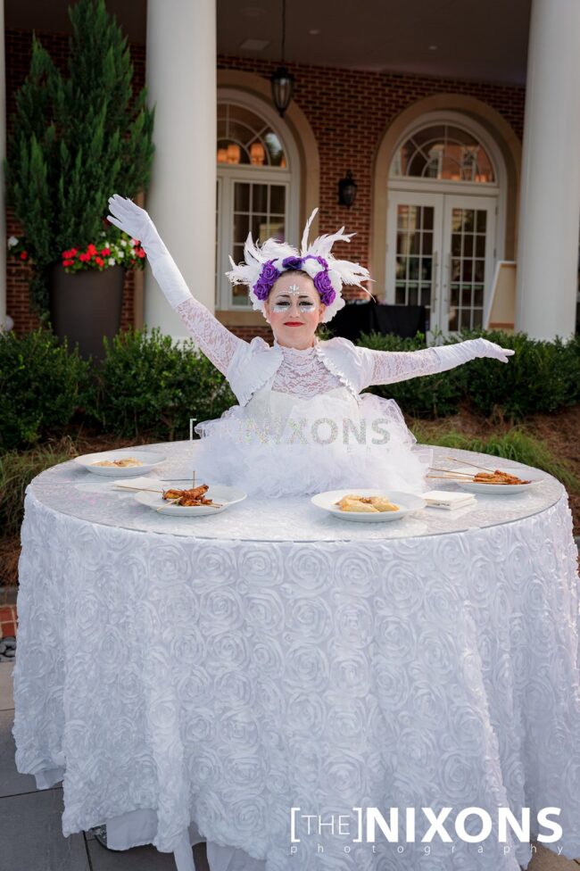 Imagine Circus White Strolling Table, Photo by Nixons Photography