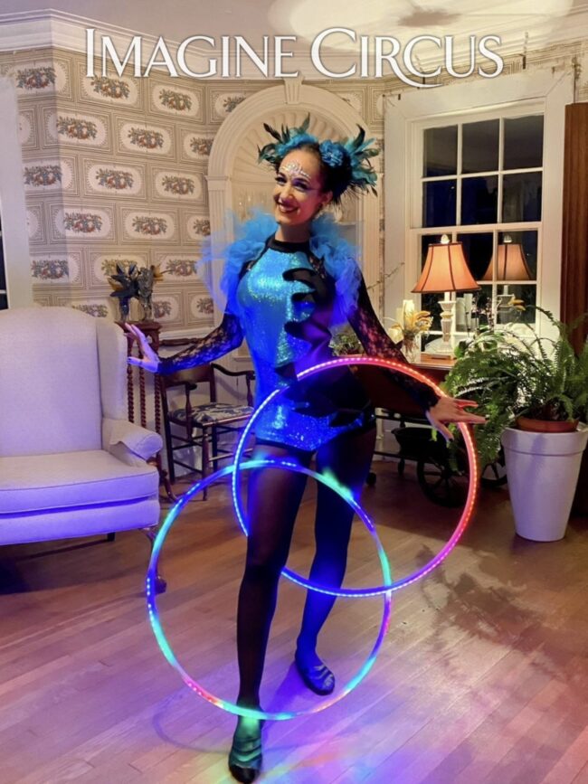 Imagine Circus, LED Hoop Artist, Performer, Teal and Black