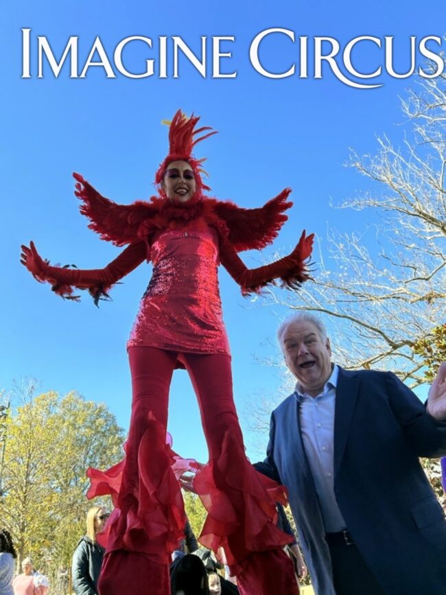 Imagine Circus, Cardinal Stilt Walker, Red Bird, Performer