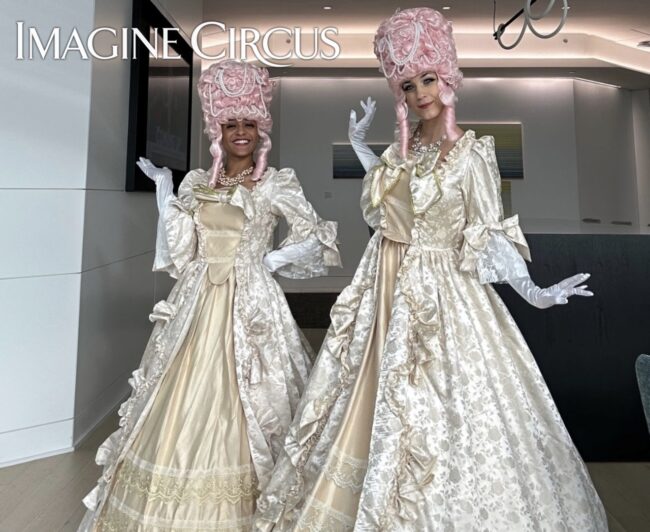 Imagine Circus Characters, Bridgerton Themed Event, Garden Party, Champagne Dress, Upscale Entertainment