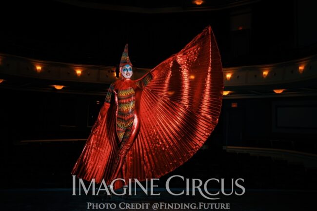Imagine Circus, Red Gold Bird, Cirque, Winged Dancer, Modern Cirque