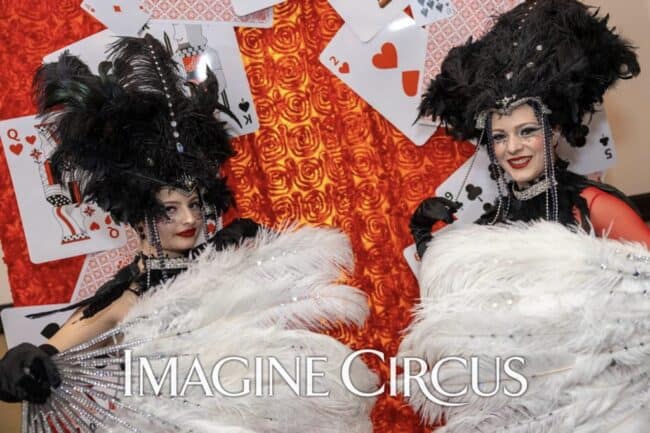Imagine Circus Showgirls, Red and Black, Feather Fans, Vegas and Casino Nights, Performers