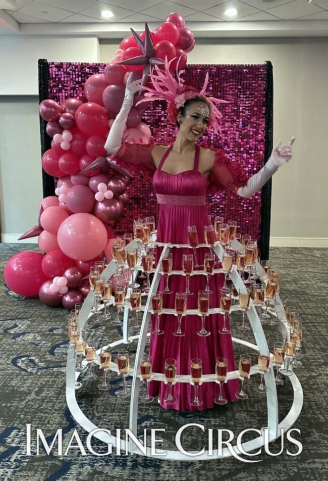 Imagine Circus, Pink, Champagne Dress Hostess, Beverage Skirt Performer, Upscale Entertainment