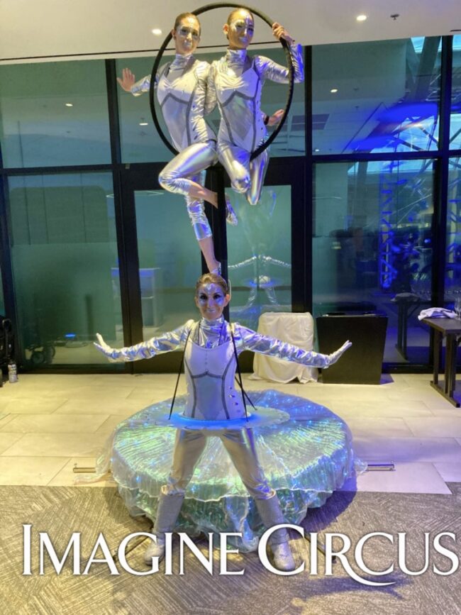 Imagine Circus Space Theme, Futuristic, Silver and White, Upscale Service, Performers