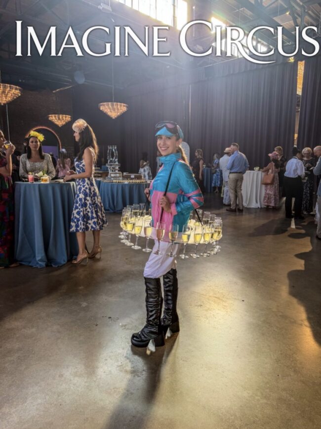 Imagine Circus, Costumed Characters, Derby Theme, Jockeys, Champagne Beverage Skirt, Performers